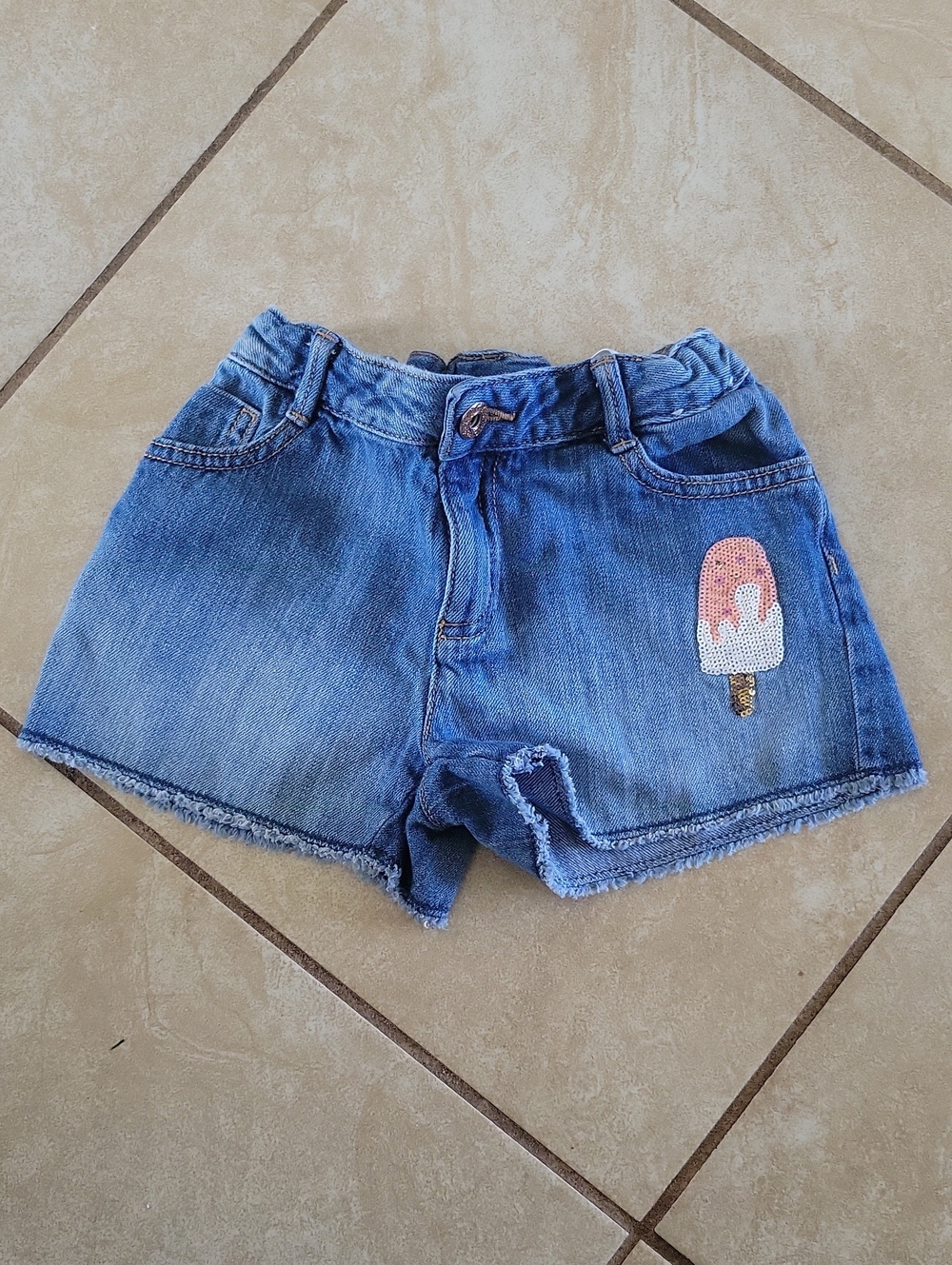 Gymboree Denim Shorts with Sequin Popsicle Patch